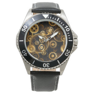 Naadloze Steampunk messing tandwielen Horloge