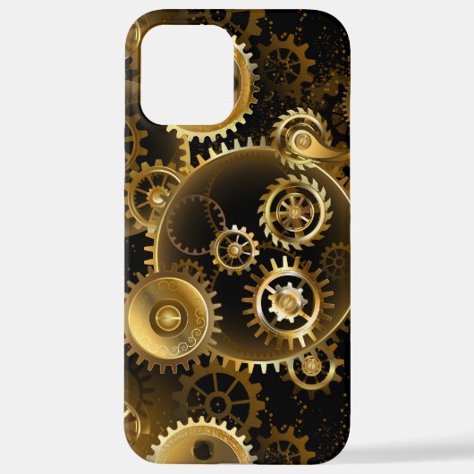 Naadloze Steampunk Messing Tandwielen iPhone Hoesje (Achterkant)