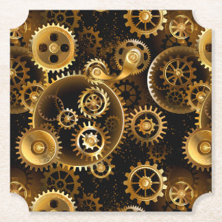 Naadloze Steampunk Messing Tandwielen Kartonnen Onderzetters