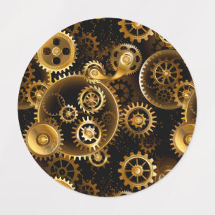 Naadloze Steampunk Messing Tandwielen Labels