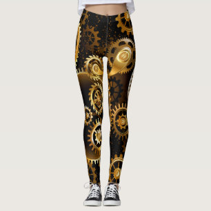 Naadloze Steampunk Messing Tandwielen Leggings