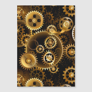 Naadloze Steampunk Messing Tandwielen Magnetische Uitnodiging