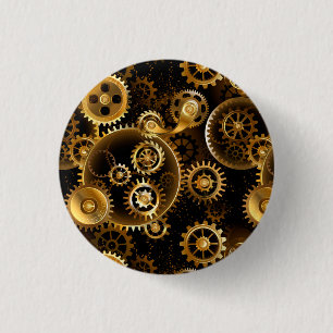 Naadloze Steampunk messing tandwielen Ronde Button 3,2 Cm