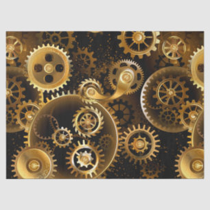 Naadloze Steampunk Messing Tandwielen Tissuepapier