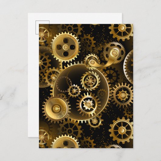 Naadloze Steampunk messing tandwielen Uitnodiging Briefkaart (Voorkant / Achterkant)