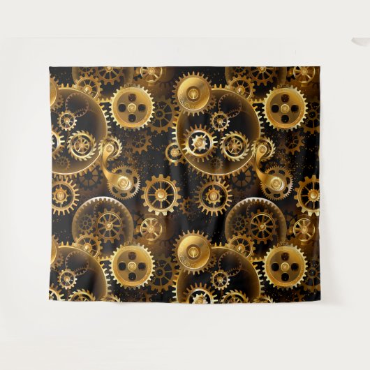 Naadloze Steampunk messing tandwielen Wandkleed (Voorkant (horizontaal))