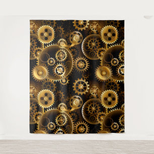 Naadloze Steampunk messing tandwielen Wandkleed