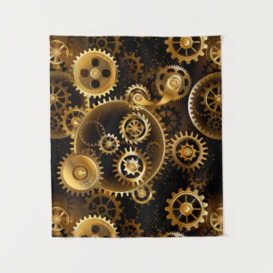 Naadloze Steampunk messing tandwielen Wandkleed