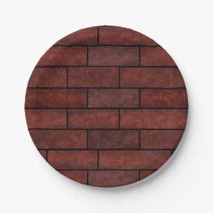 Naadloze steenbakstenen wand bruine oranje kleuren papieren bordje