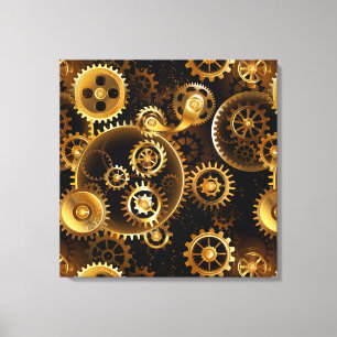 Naadloze Stoomtech Brass Raderen Canvas Afdruk