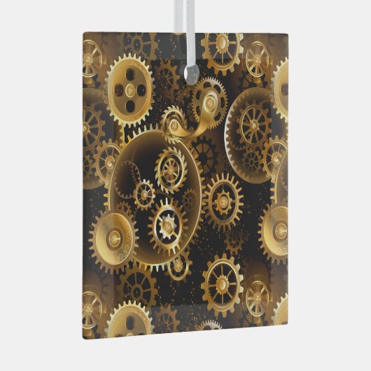 Naadloze Stoomtech Koperen Tandwielen Glas Ornament (Voorkant Rechts)