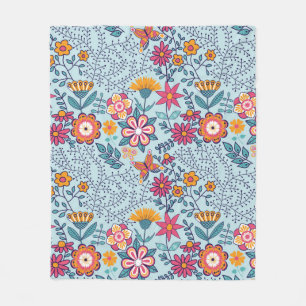 Naadloze textuur met bloemen en vlinders. Einde Fleece Deken