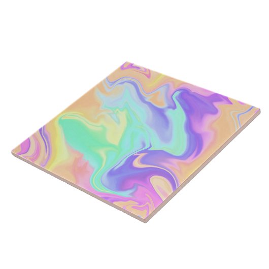 Naadloze Tie Dye Swirl Marmer Retro Groovy Tegeltje (Zijkant)