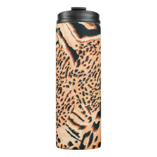 Naadloze tijger, luipaard en jaguar. Naadloze hand Thermosbeker