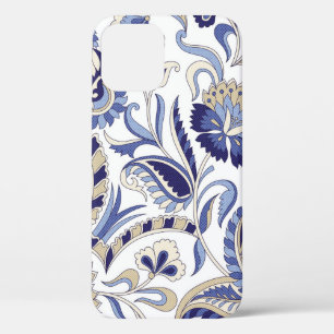 Naadloze traditionele Indiase blauwe paisley patte iPhone 12 Hoesje