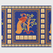 Naadloze traditionele Indische grens met pauw Cadeaupapier (Vlak)