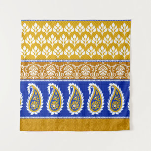 Naadloze traditionele Indische paisleygrens Wandkleed