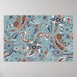 Naadloze trendy achtergrond met paisley in India Poster