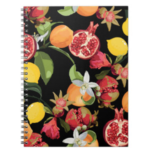 Naadloze Tropische Fruits Patroon. Exotische achte Notitieboek