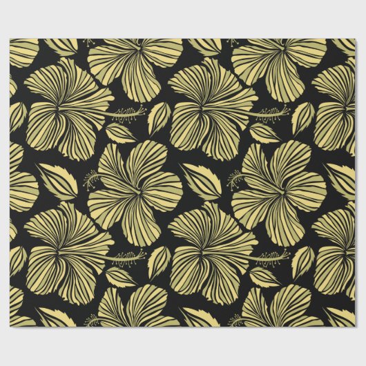 naadloze tropische hibiscus bloemen cadeaupapier (Vlak)