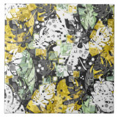 Naadloze tropische oerwoud exotische bladeren abst tegeltje (Voorkant)