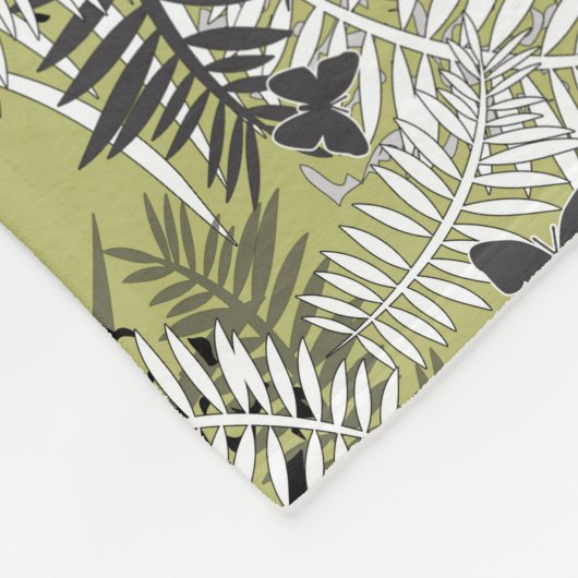 Naadloze tropische oerwoud palmtropische bladeren fleece deken (Hoek)