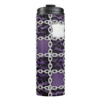 Naadloze ultraviolette luipaard en zilverketting thermosbeker