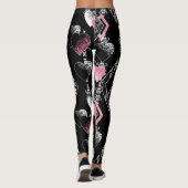 Naadloze Valentijnsdag houdt van zwarte patroonhar Leggings (Achterkant)