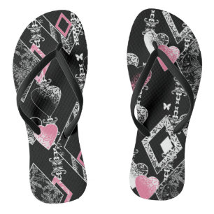 Naadloze Valentijnsdag houdt van zwarte patroonhar Teenslippers