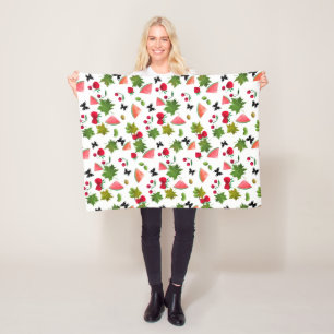 Naadloze verse vruchten Waterverf Cartoon C Fleece Deken