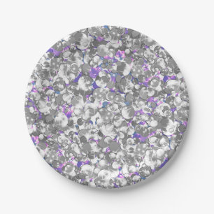 Naadloze violette paarse zilverglitterspleet papieren bordje