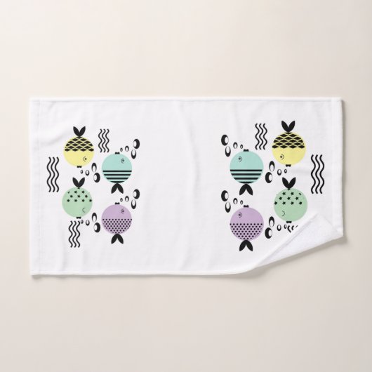Naadloze vis abstract scandinavië moderne zee bad handdoek (Handdoek)