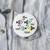 Naadloze vis abstract scandinavië moderne zee ronde button 4,0 cm (In situ)