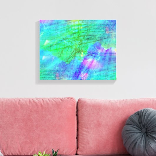 naadloze waterverf blauw, groen canvas afdruk (Insitu (Woonkamer))