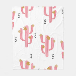 Naadloze waterverf bloeiende cactus patroon. Vint Fleece Deken