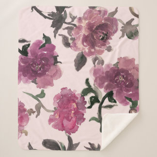 Naadloze Waterverf Bloemen Illustratiepatroon Sherpa Deken