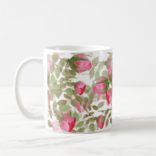 Naadloze waterverf bloemen roze roze roze roze rom koffiemok