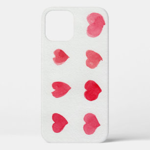Naadloze waterverf harten: romantisch patroonontwe iPhone 12 hoesje