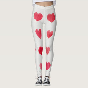Naadloze waterverf harten: romantisch patroonontwe leggings
