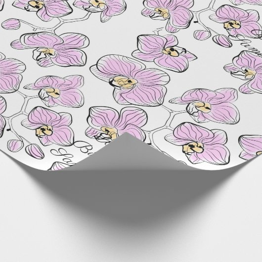 Naadloze waterverf orchideeën falaenopsis bloemen cadeaupapier (Hoek)