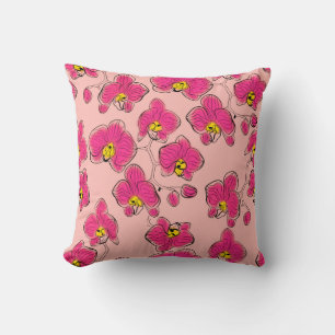 Naadloze waterverf orchideeën falaenopsis bloemen kussen