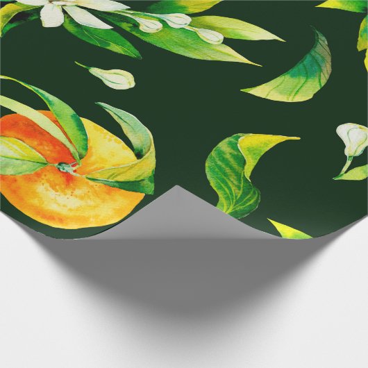 Naadloze waterverf van citrusvruchten en bladeren cadeaupapier (Hoek)