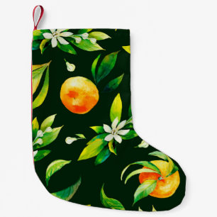 Naadloze waterverf van citrusvruchten en bladeren kleine kerstsok