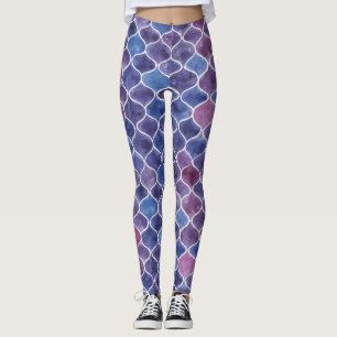 Naadloze Waterverf Violet bloemenpatroon Leggings