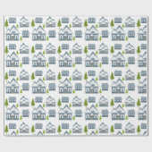 Naadloze winter Kerst landschap grijs hou Cadeaupapier (Vlak)