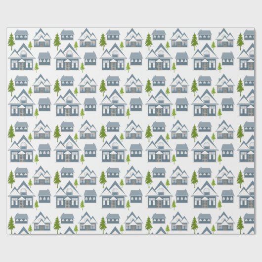 Naadloze winter Kerst landschap grijs hou Cadeaupapier (Vlak)