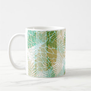 Naadloze winter Kerstmis groene beige dennenappels Koffiemok