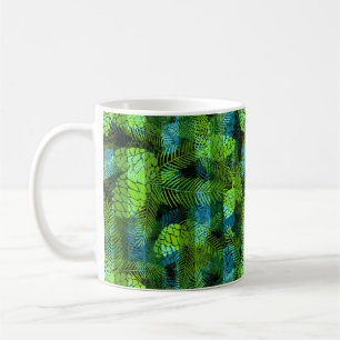 Naadloze winter Kerstmis groene blauwe dennenappel Koffiemok