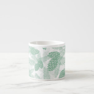 Naadloze winter Kerstmis groene dennenappels boom  Espresso Kop