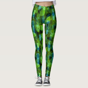 Naadloze wintergroene blauwe dennennen tr leggings